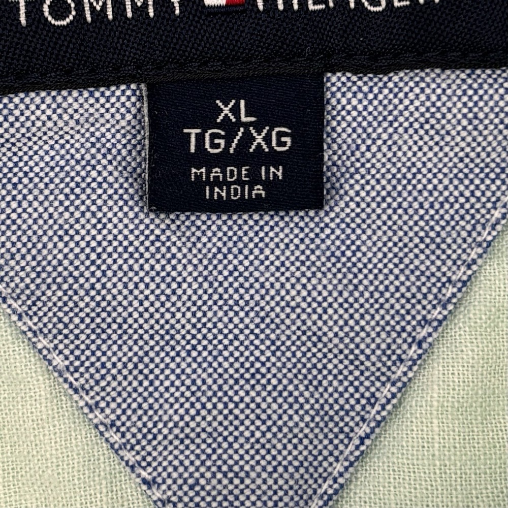 Tommy Hilfiger Shirt Mens XL Green Linen Cotton Button Down Short Sleeve Pocket - Picture 9 of 13